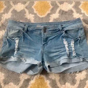 BLUE ASPHALT DISTRESSED JEAN SHORTS 💙